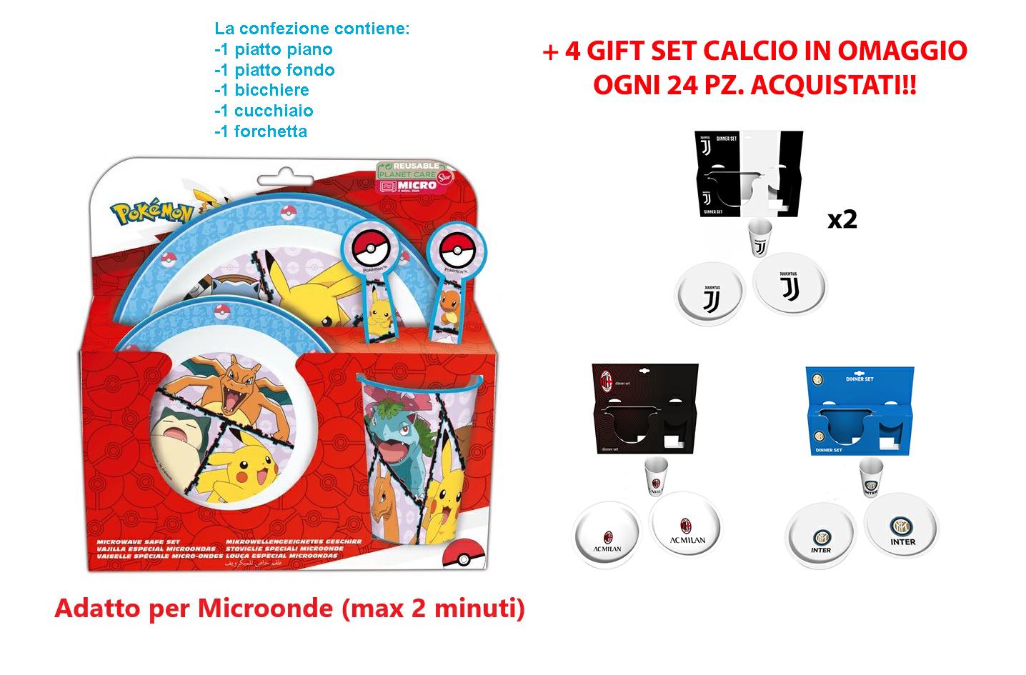 POKEMON SET 5 PZ. MICROONDE + GIFT SET CALCIO OMAGGIO