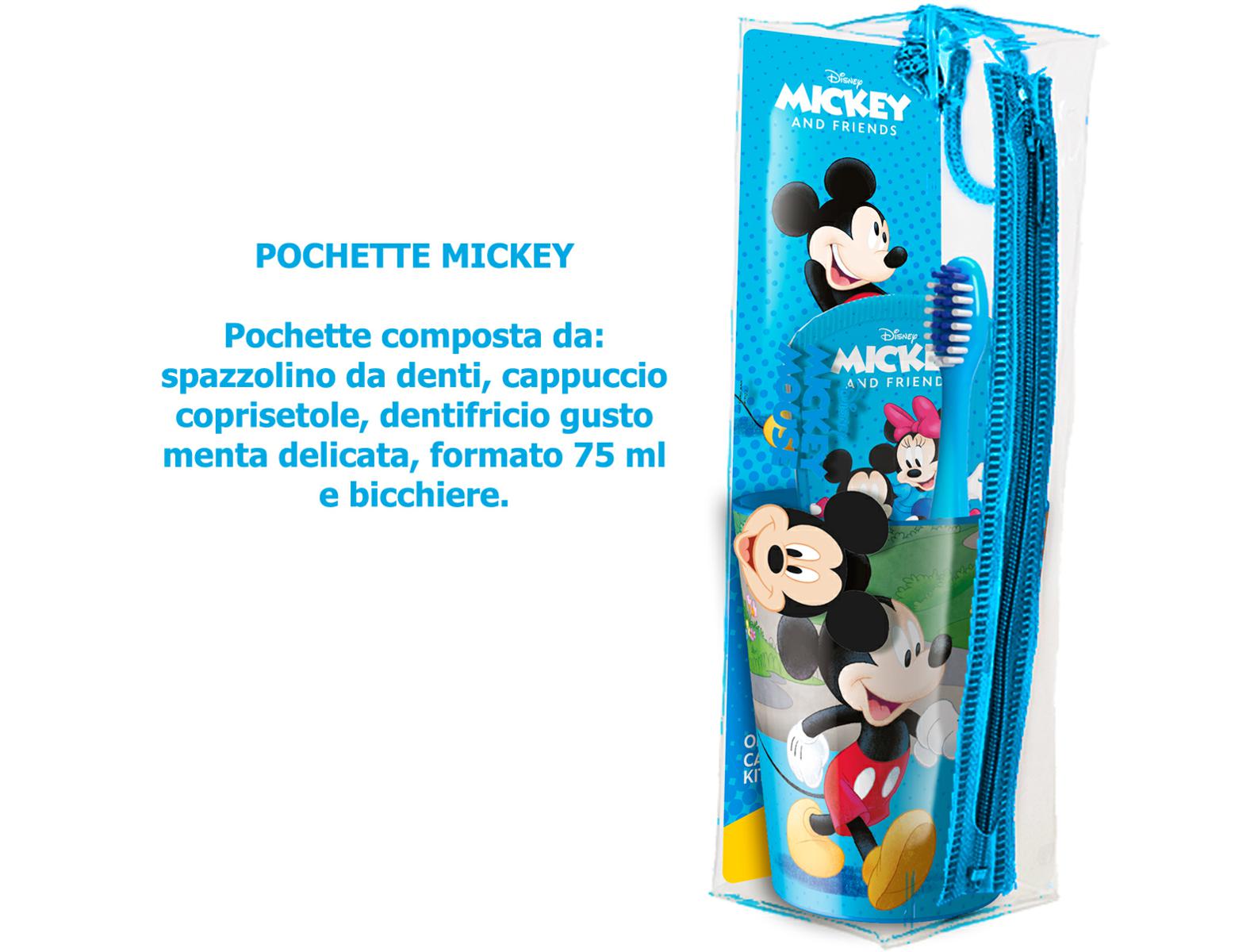 MICKEY POCHETTE BICCHIERE SPAZZOLINO DENTIFRICIO ML.75