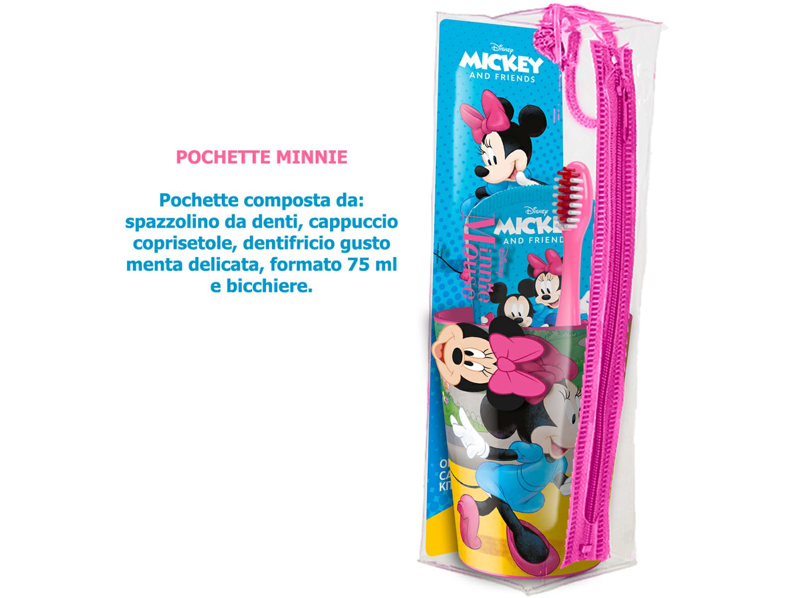 MINNIE POCHETTE BICCHIERE SPAZZOLINO DENTIFRICIO ML.75