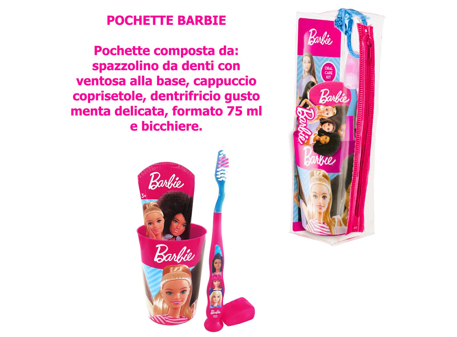 BARBIE POCHETTE BICCHIERE SPAZZOLINO DENTIFRICIO ML.75