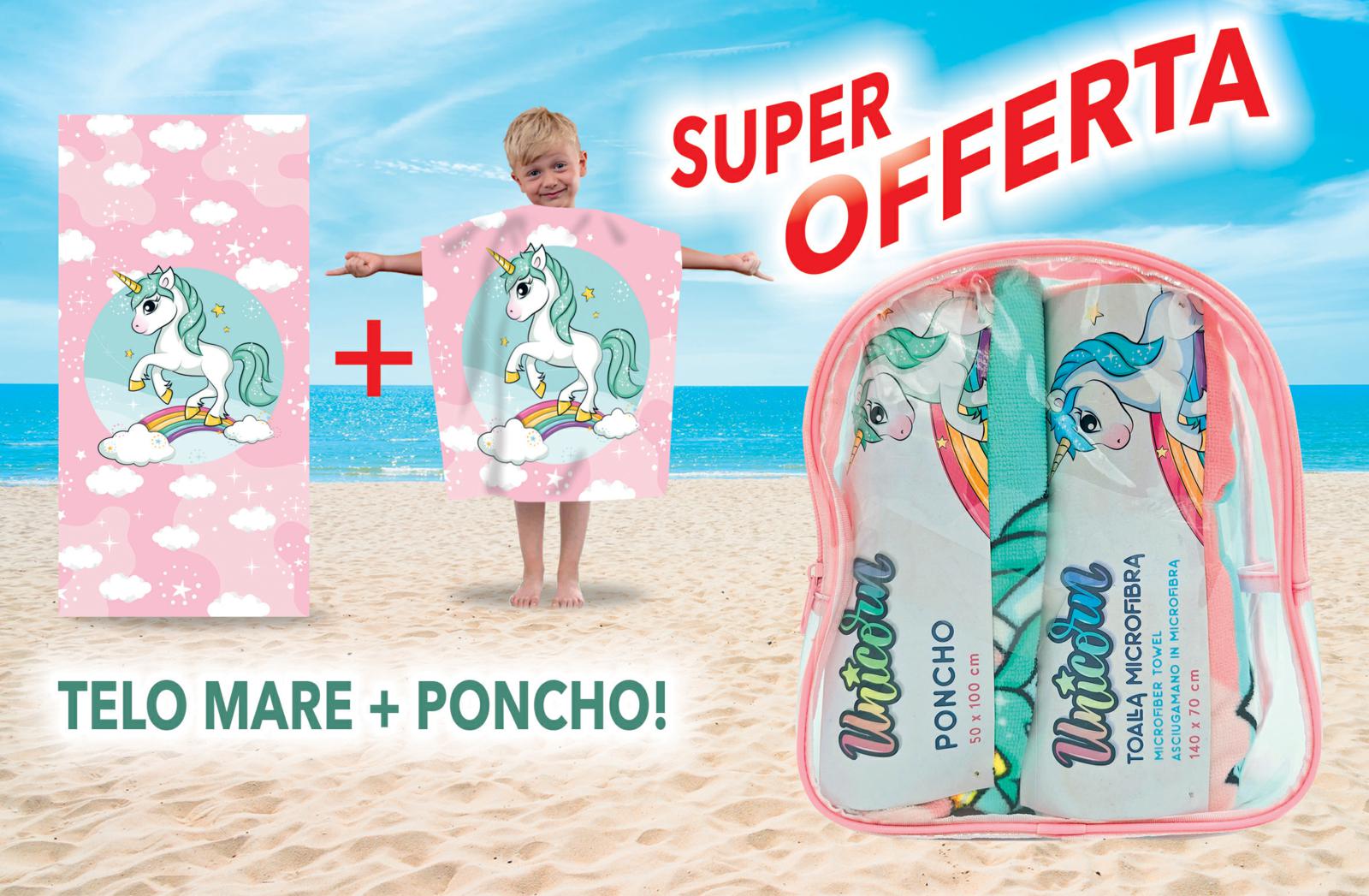 UNICORNO ZAINETTO TELO MARE + PONCHO OMAGGIO