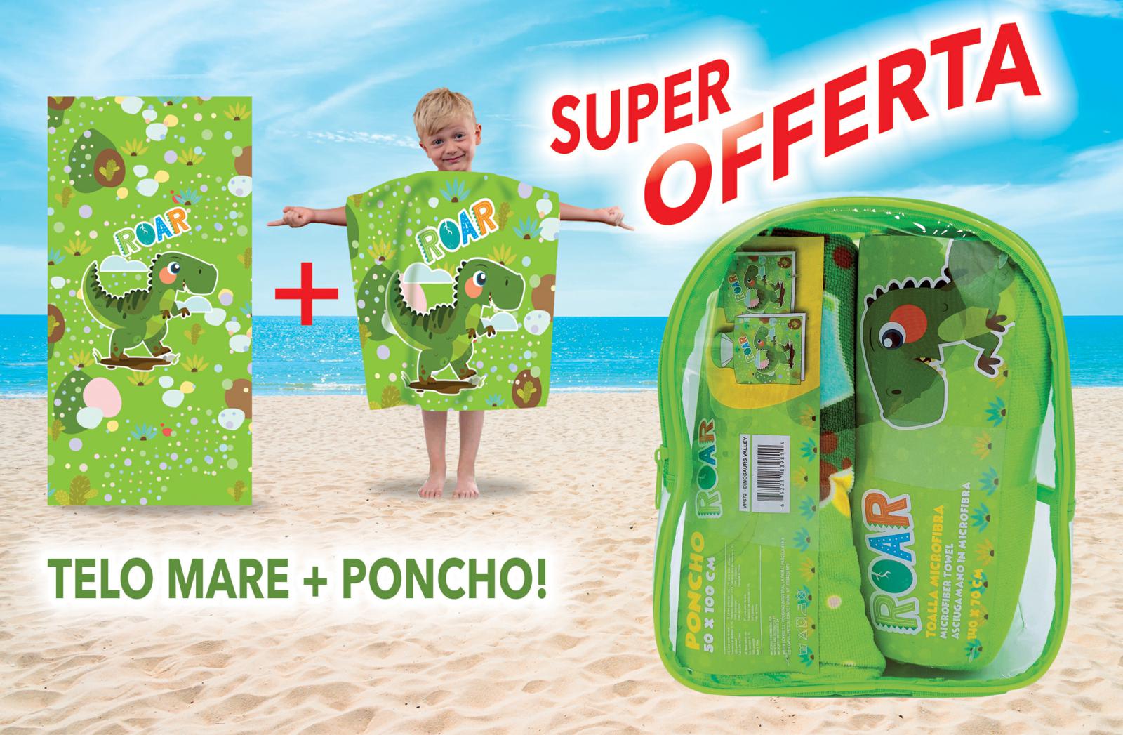 DINOSAURO ZAINETTO TELO MARE + PONCHO OMAGGIO